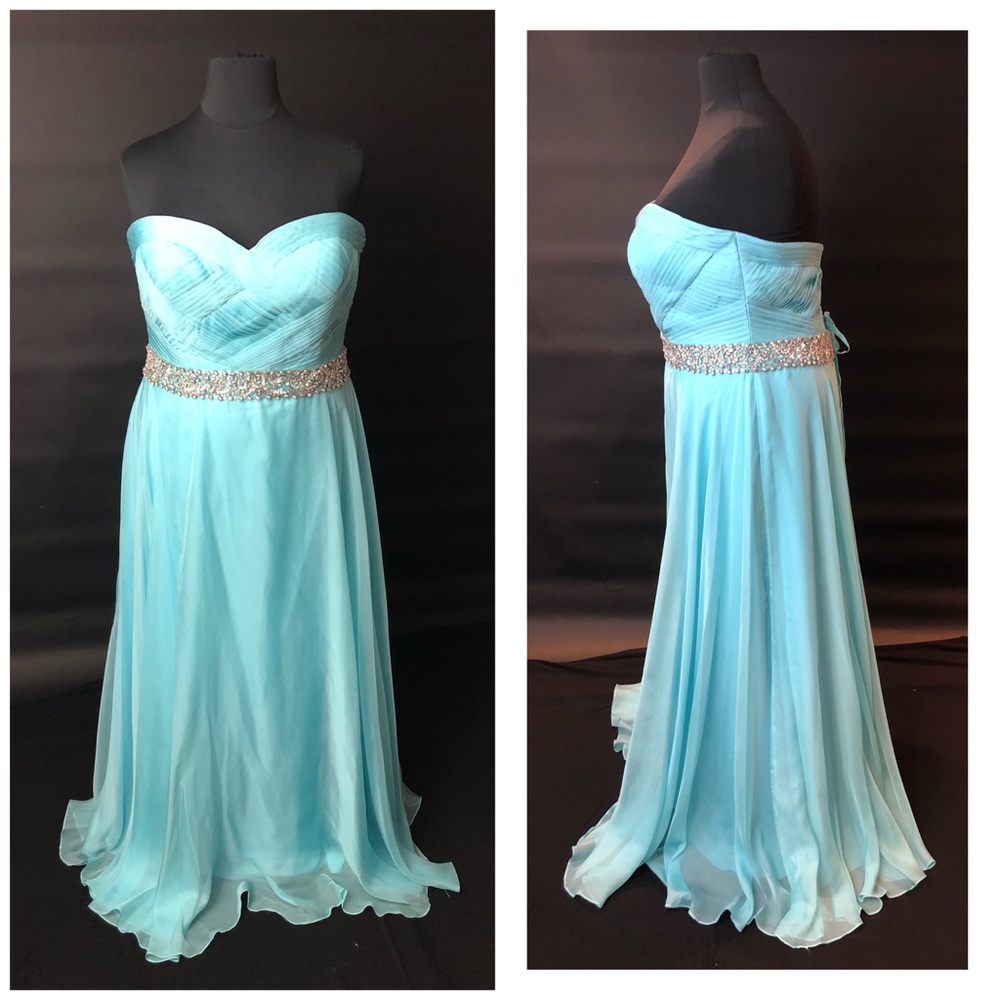 NWT! Alyce Prom Size 22 Strapless Chiffon Long Blue Dress